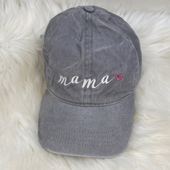 David and Young Accessories - David and Young Gray 'Mama' Embroidered Cap
